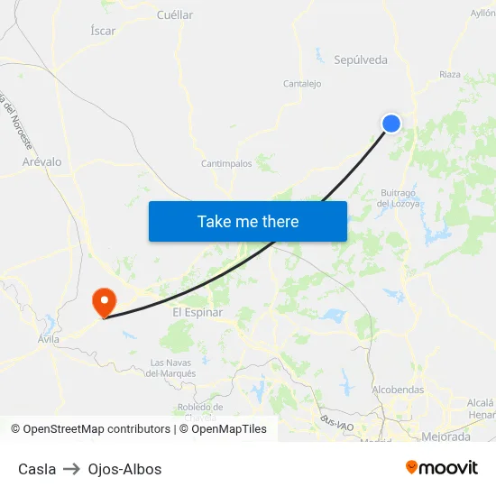 Casla to Ojos-Albos map
