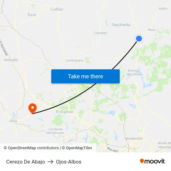 Cerezo De Abajo to Ojos-Albos map