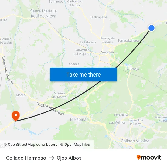 Collado Hermoso to Ojos-Albos map
