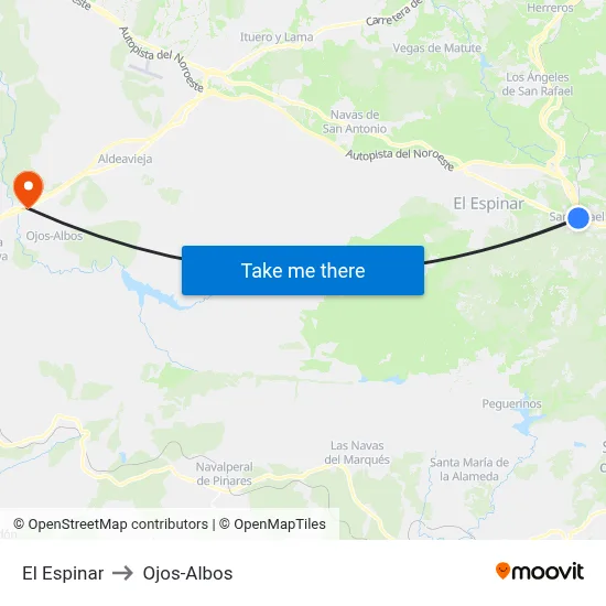 El Espinar to Ojos-Albos map