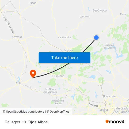 Gallegos to Ojos-Albos map