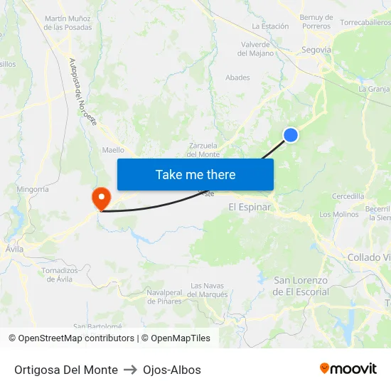 Ortigosa Del Monte to Ojos-Albos map