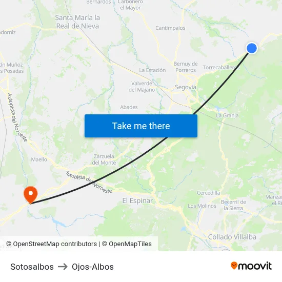 Sotosalbos to Ojos-Albos map