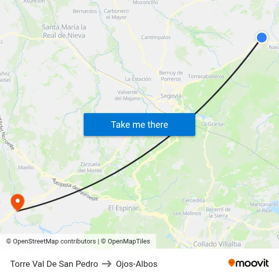 Torre Val De San Pedro to Ojos-Albos map