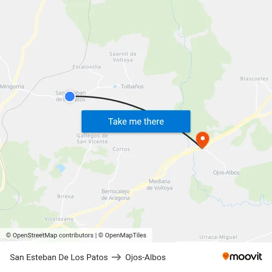 San Esteban De Los Patos to Ojos-Albos map