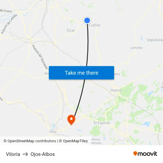Viloria to Ojos-Albos map