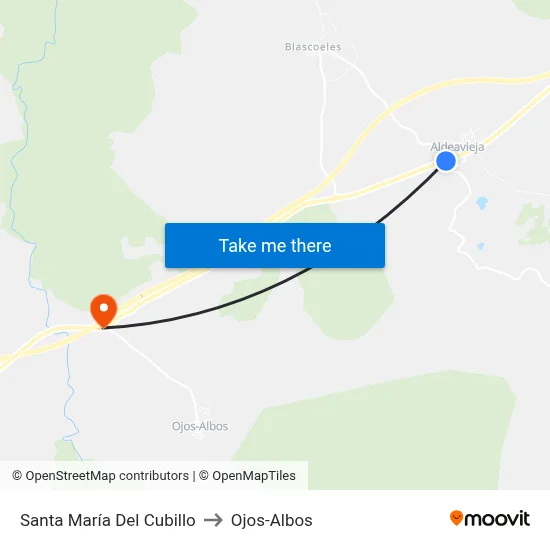 Santa María Del Cubillo to Ojos-Albos map