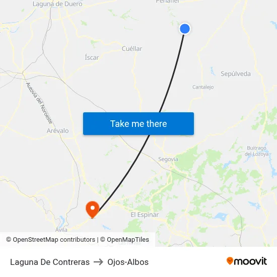 Laguna De Contreras to Ojos-Albos map