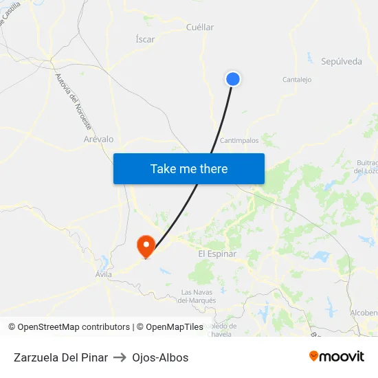 Zarzuela Del Pinar to Ojos-Albos map
