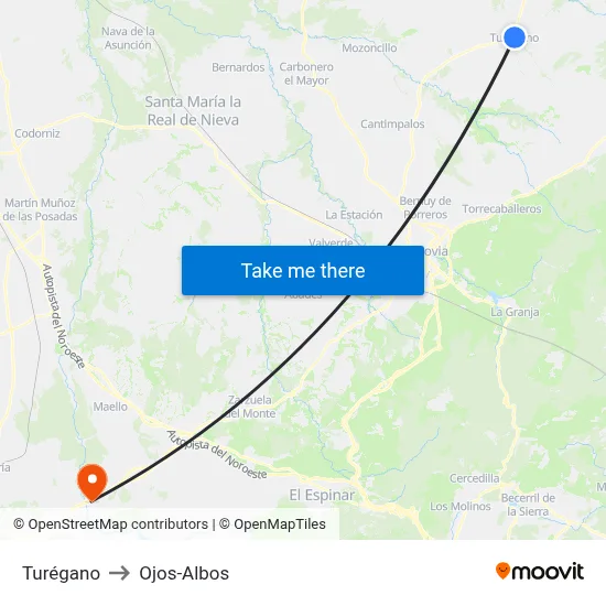 Turégano to Ojos-Albos map