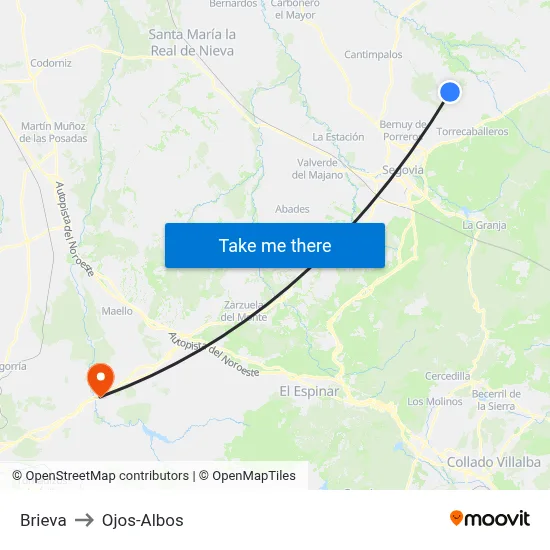Brieva to Ojos-Albos map
