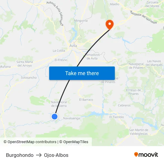 Burgohondo to Ojos-Albos map