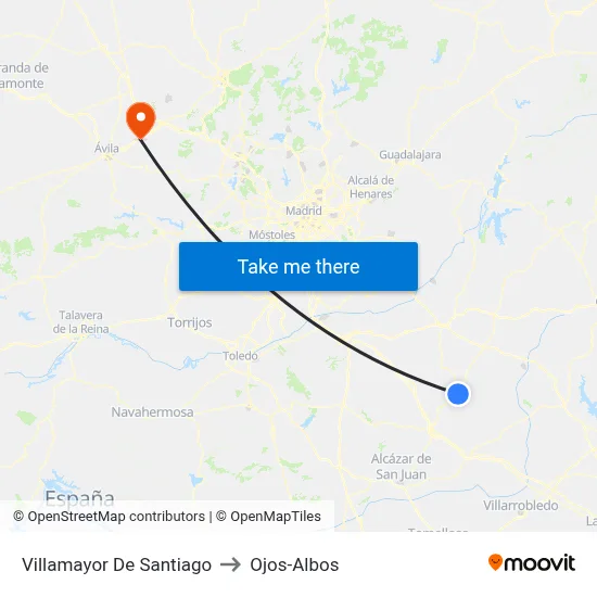 Villamayor De Santiago to Ojos-Albos map