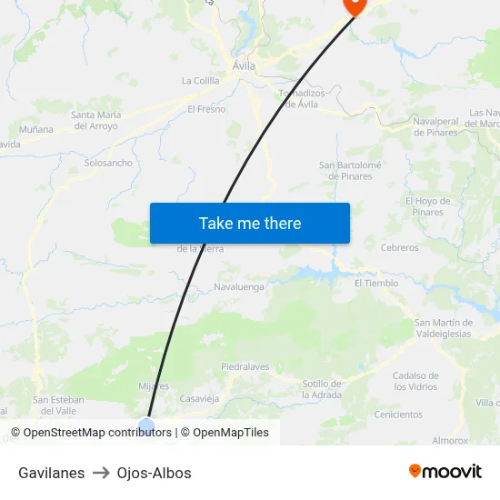 Gavilanes to Ojos-Albos map