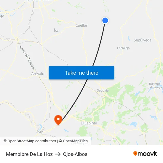 Membibre De La Hoz to Ojos-Albos map