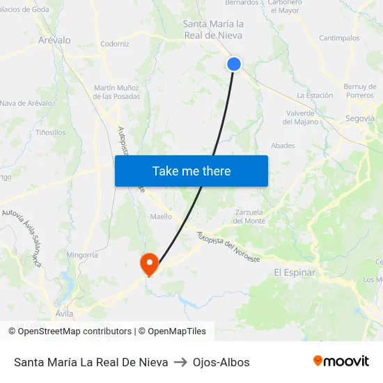 Santa María La Real De Nieva to Ojos-Albos map