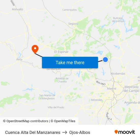 Cuenca Alta Del Manzanares to Ojos-Albos map