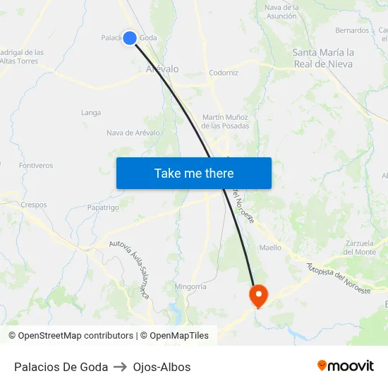 Palacios De Goda to Ojos-Albos map