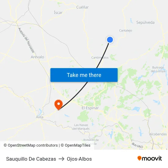 Sauquillo De Cabezas to Ojos-Albos map