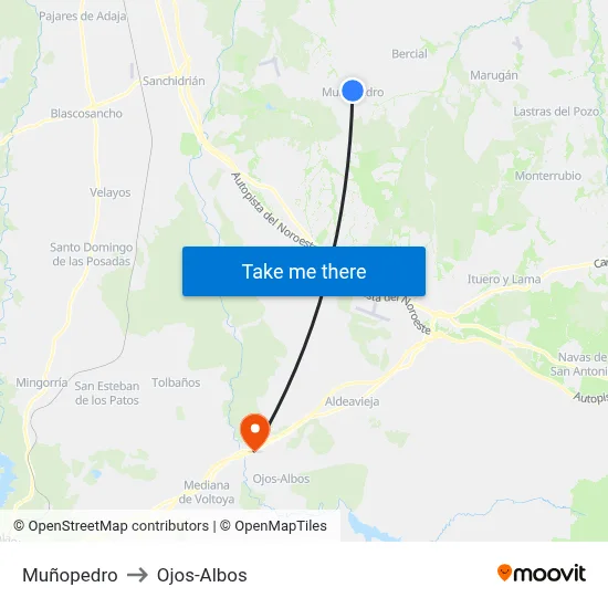 Muñopedro to Ojos-Albos map