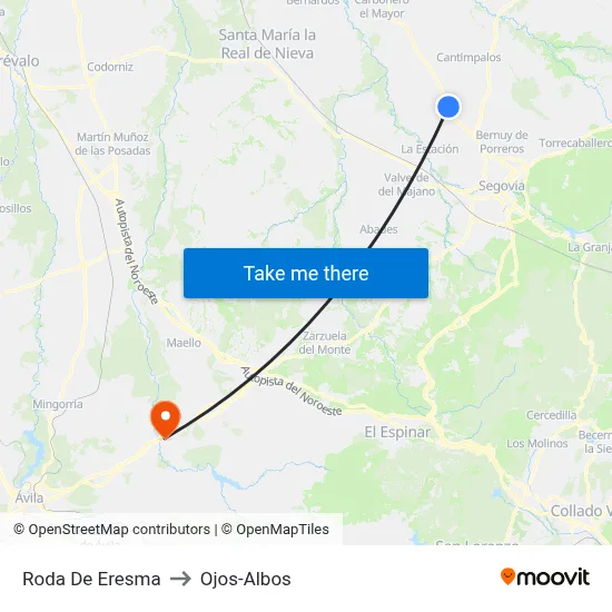 Roda De Eresma to Ojos-Albos map