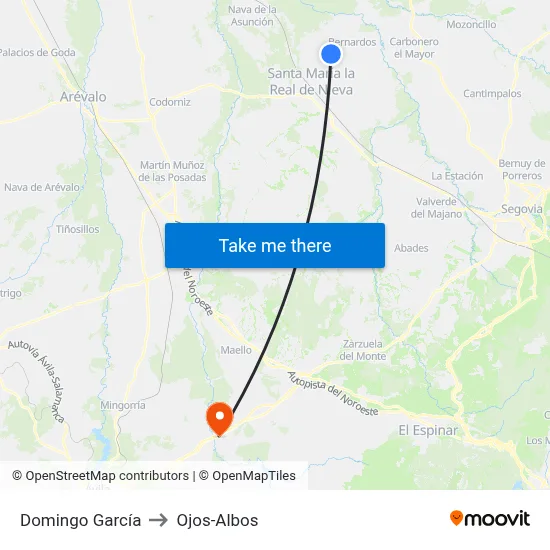 Domingo García to Ojos-Albos map