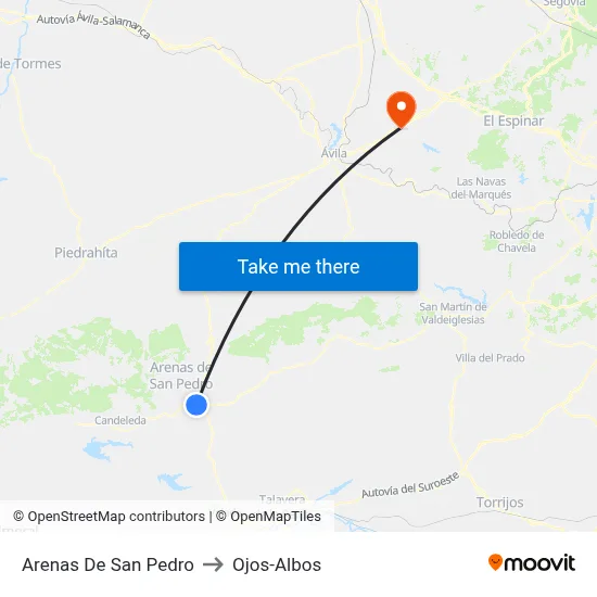 Arenas De San Pedro to Ojos-Albos map