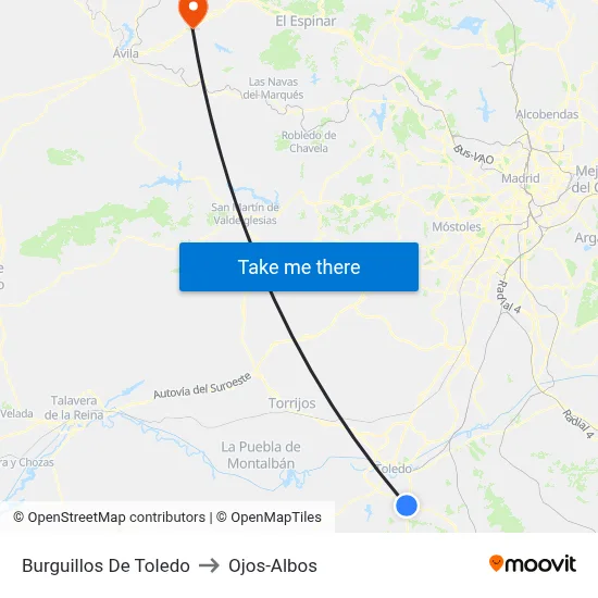 Burguillos De Toledo to Ojos-Albos map