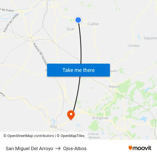 San Miguel Del Arroyo to Ojos-Albos map