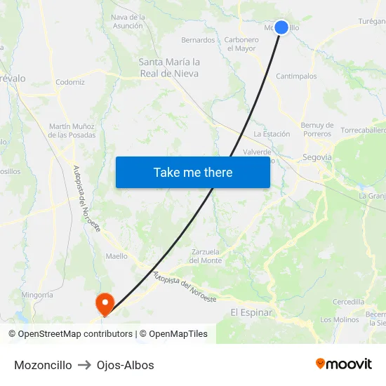 Mozoncillo to Ojos-Albos map