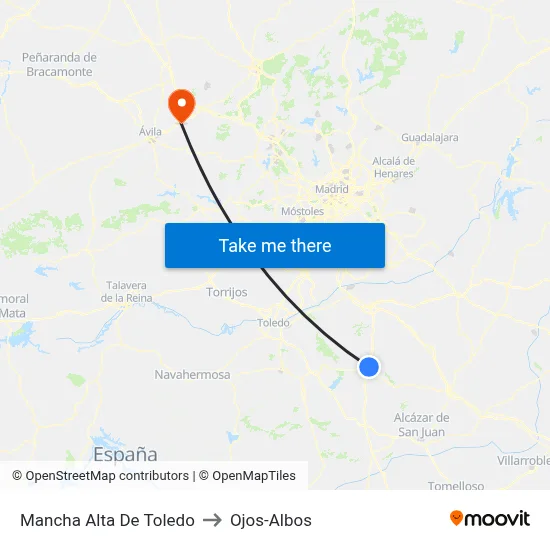Mancha Alta De Toledo to Ojos-Albos map