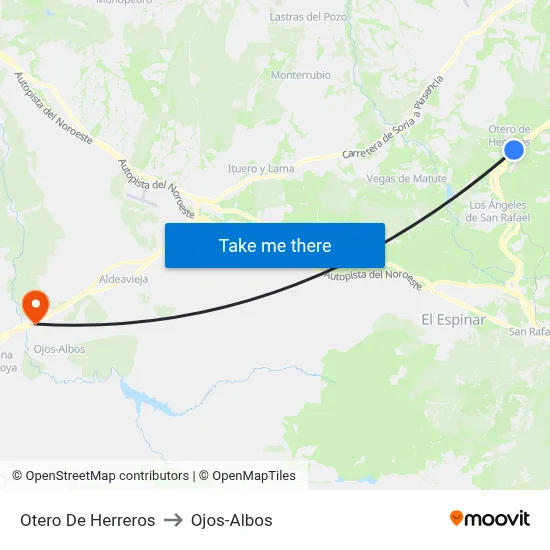Otero De Herreros to Ojos-Albos map