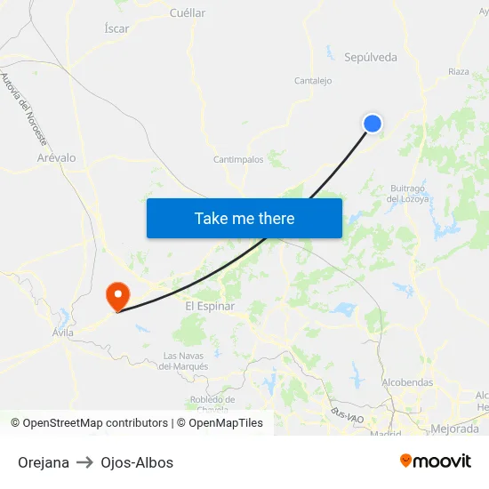 Orejana to Ojos-Albos map