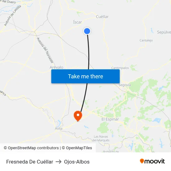Fresneda De Cuéllar to Ojos-Albos map