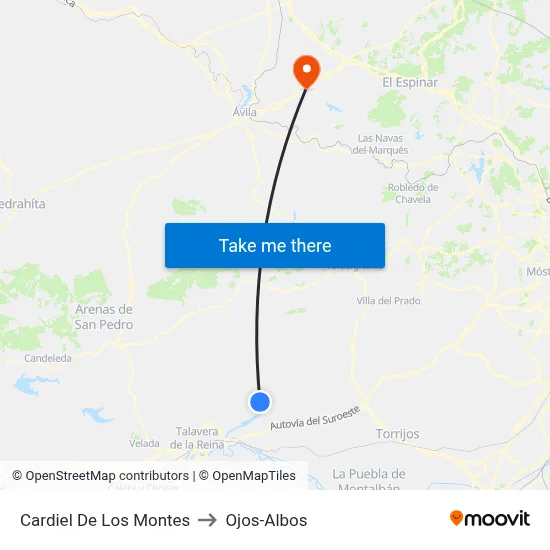 Cardiel De Los Montes to Ojos-Albos map