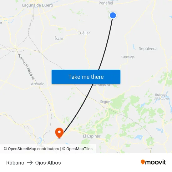 Rábano to Ojos-Albos map