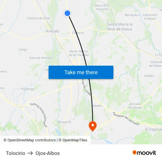 Tolocirio to Ojos-Albos map