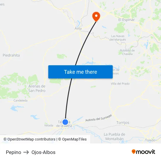 Pepino to Ojos-Albos map