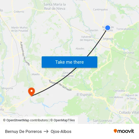 Bernuy De Porreros to Ojos-Albos map