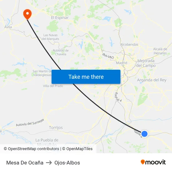 Mesa De Ocaña to Ojos-Albos map