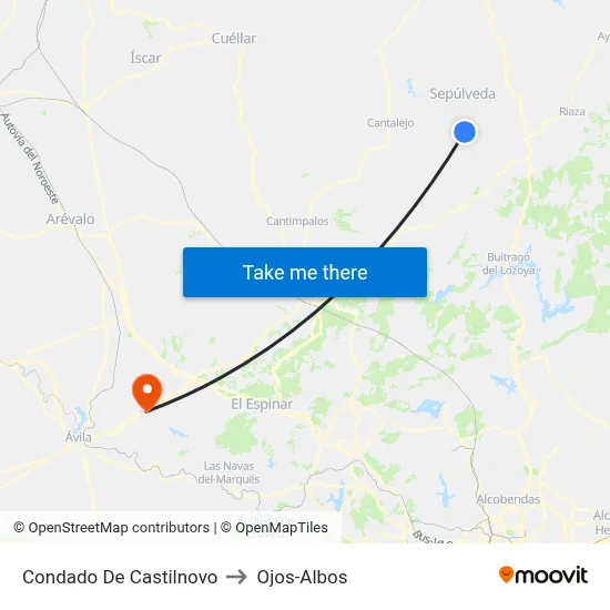 Condado De Castilnovo to Ojos-Albos map