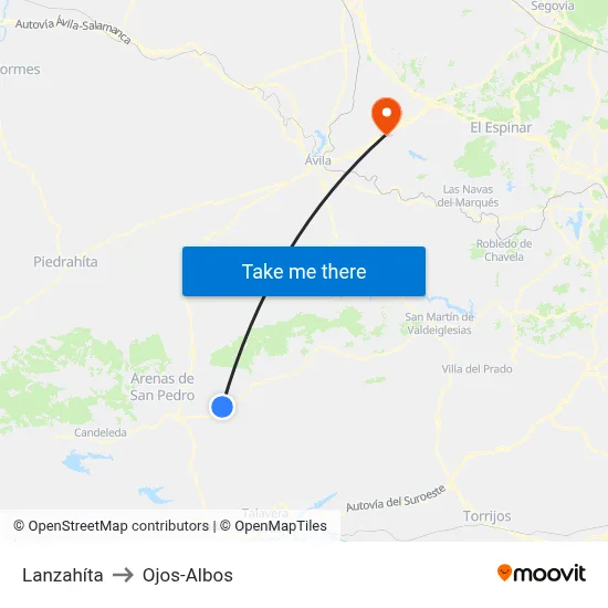Lanzahíta to Ojos-Albos map