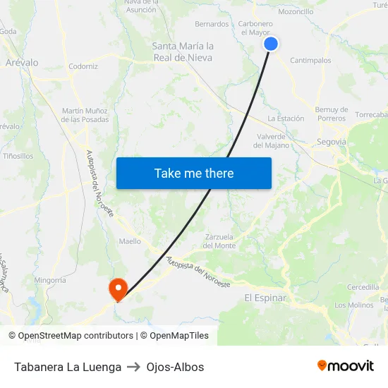 Tabanera La Luenga to Ojos-Albos map
