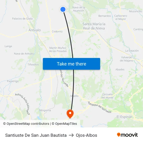 Santiuste De San Juan Bautista to Ojos-Albos map