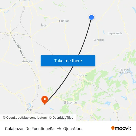 Calabazas De Fuentidueña to Ojos-Albos map