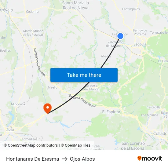 Hontanares De Eresma to Ojos-Albos map
