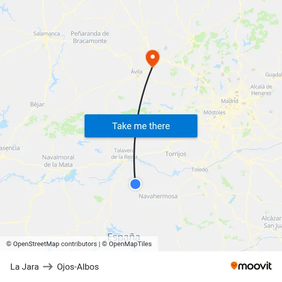 La Jara to Ojos-Albos map
