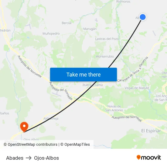 Abades to Ojos-Albos map