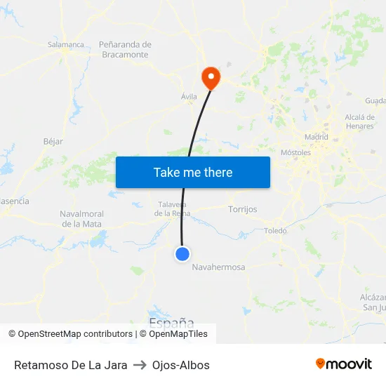 Retamoso De La Jara to Ojos-Albos map
