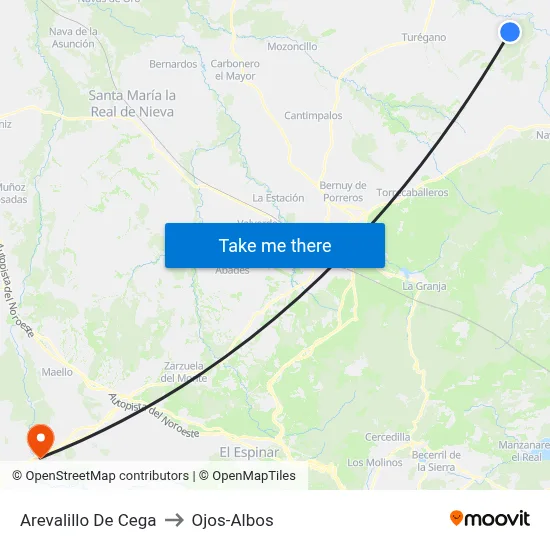 Arevalillo De Cega to Ojos-Albos map